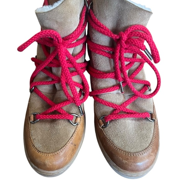Isabel Marant womens 40/9 Nowles hidden wedge shearling boots camel red - Picture 6 of 9